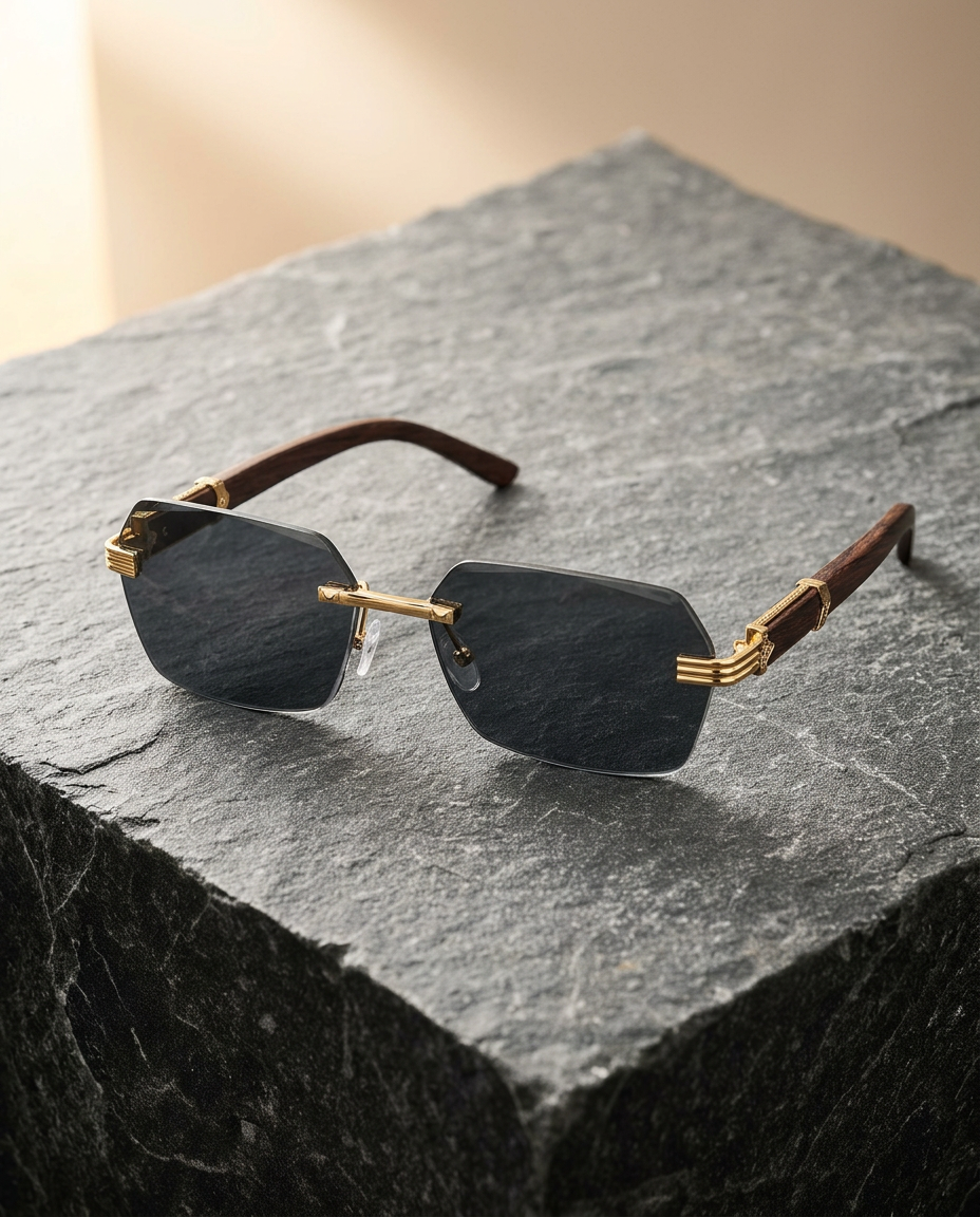 Okulary Halo Gold / Wood Temples